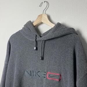 vintage y2k nike grey tag oversized fleece pullover hoodie